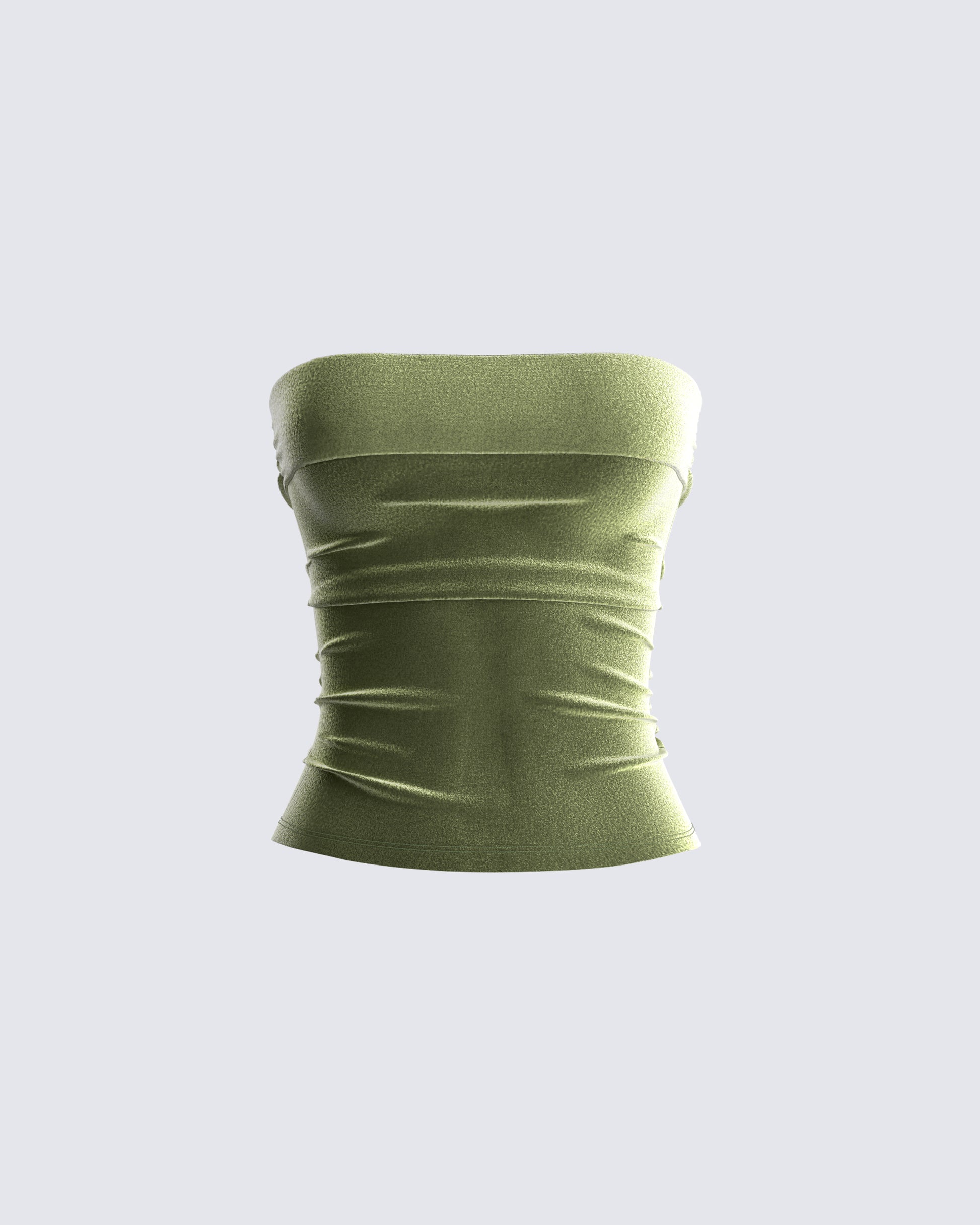 Ayla Olive Green Velvet Tube Top 3d product front