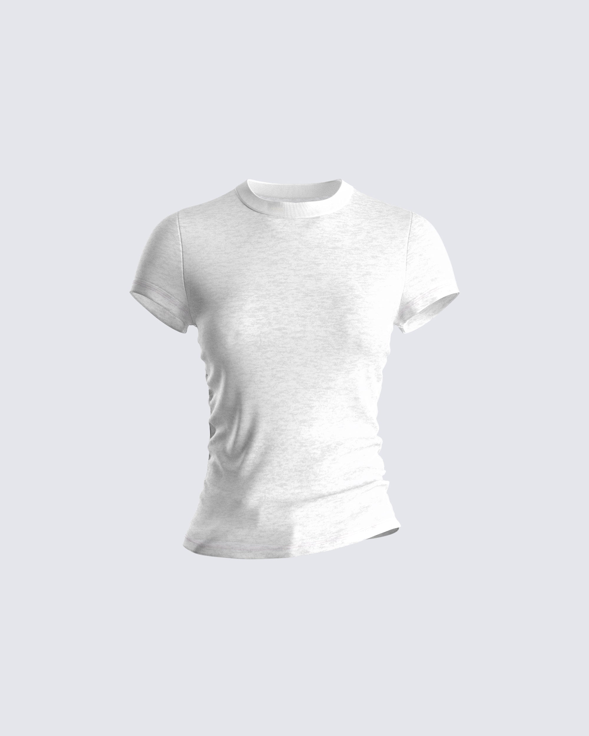 FINESSE White Top T Shirt – Asher Slub Knit
