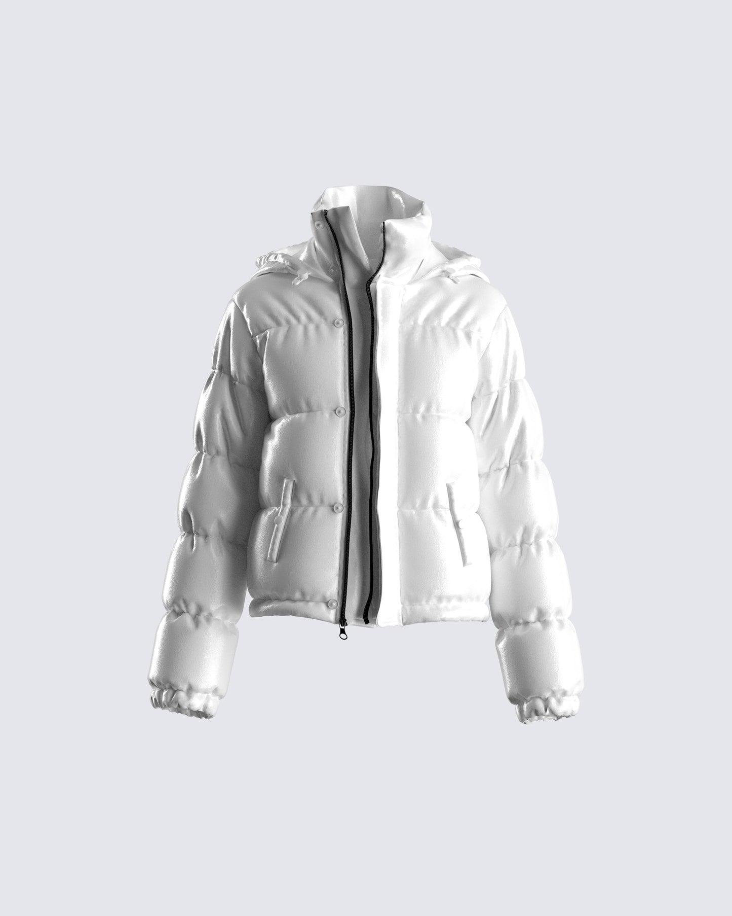 Deandra White Puffer Jacket 3d product front