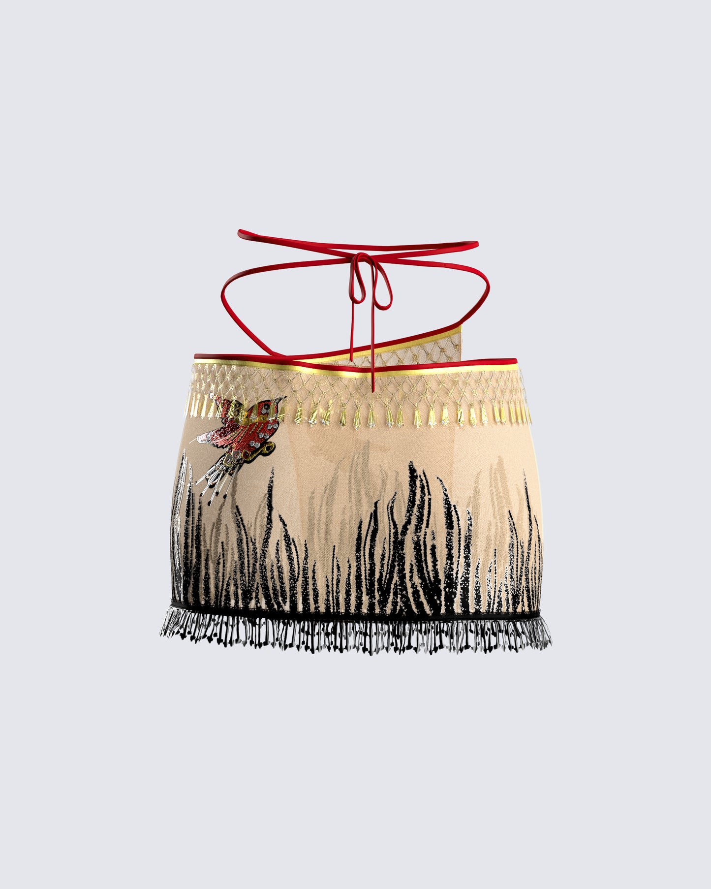 Leona Embroidered Mesh Mini Skirt
