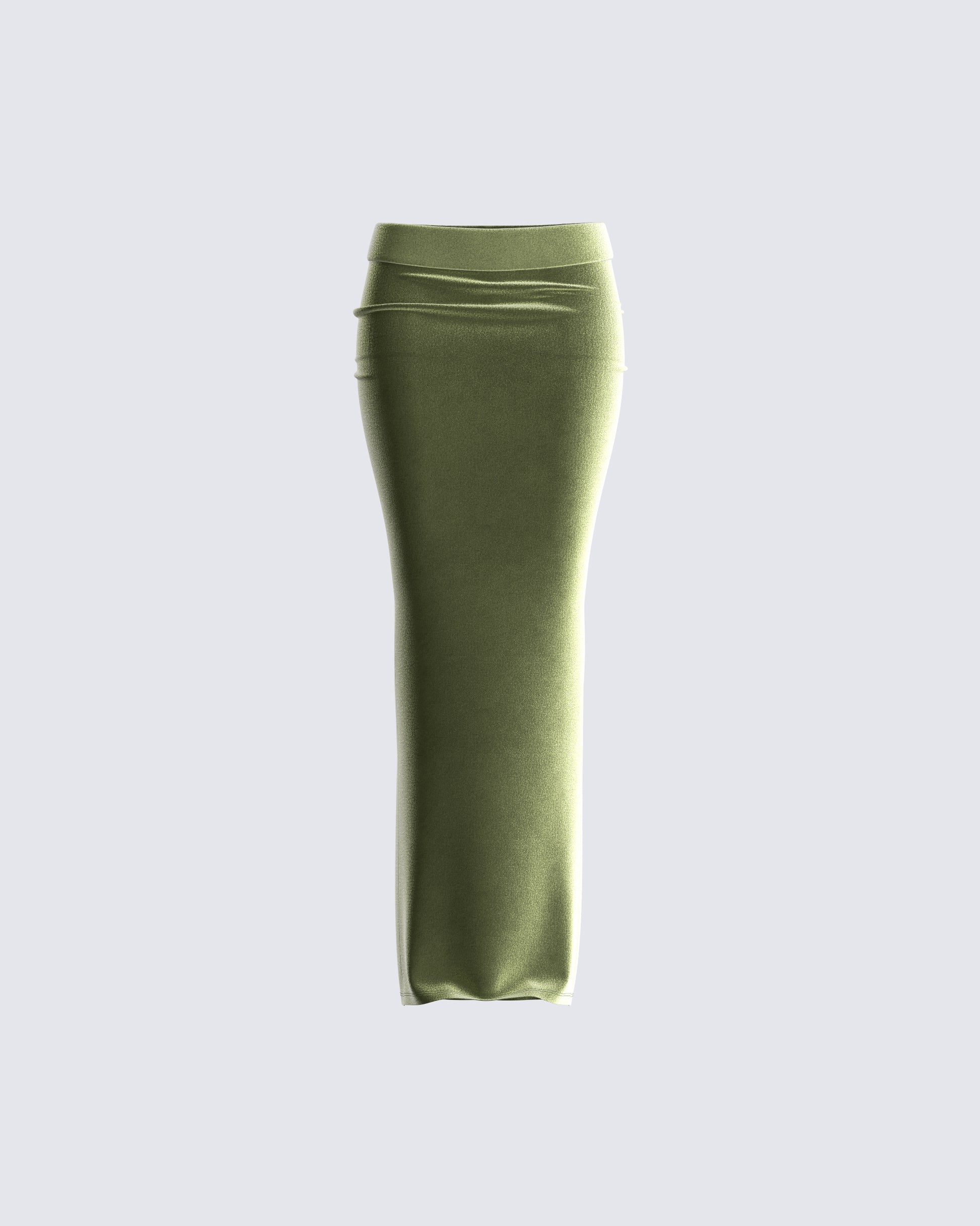 Ayla Olive Green Velvet Maxi Skirt 3d product front