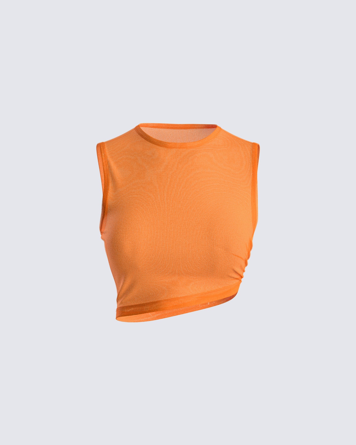 Leona Orange Mesh Asymmetrical Top 3d product front