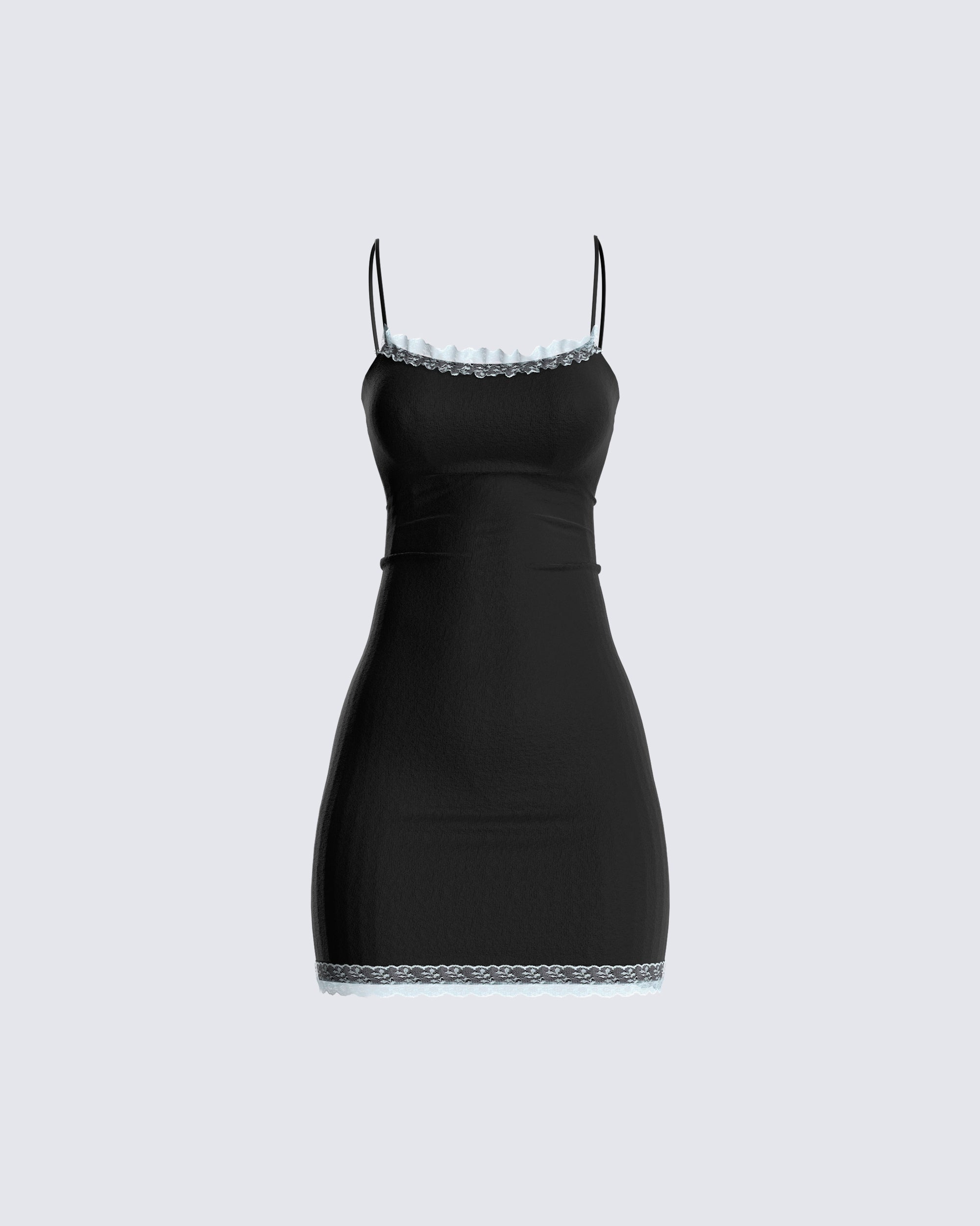 mini black cami dress Likely Women's Cami Feather Trim Dress - Black