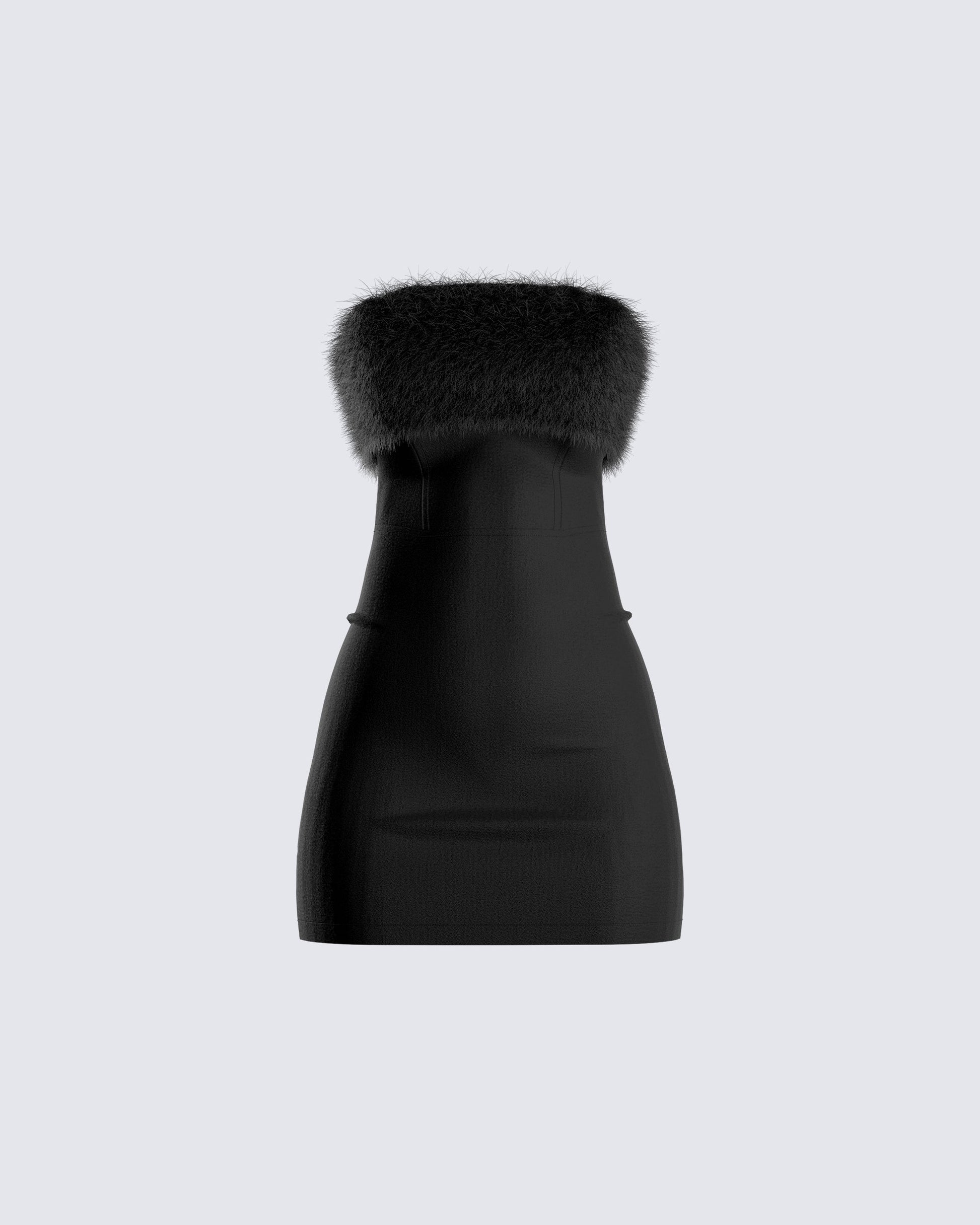 Hannah Fur Trim Mini Dress product front