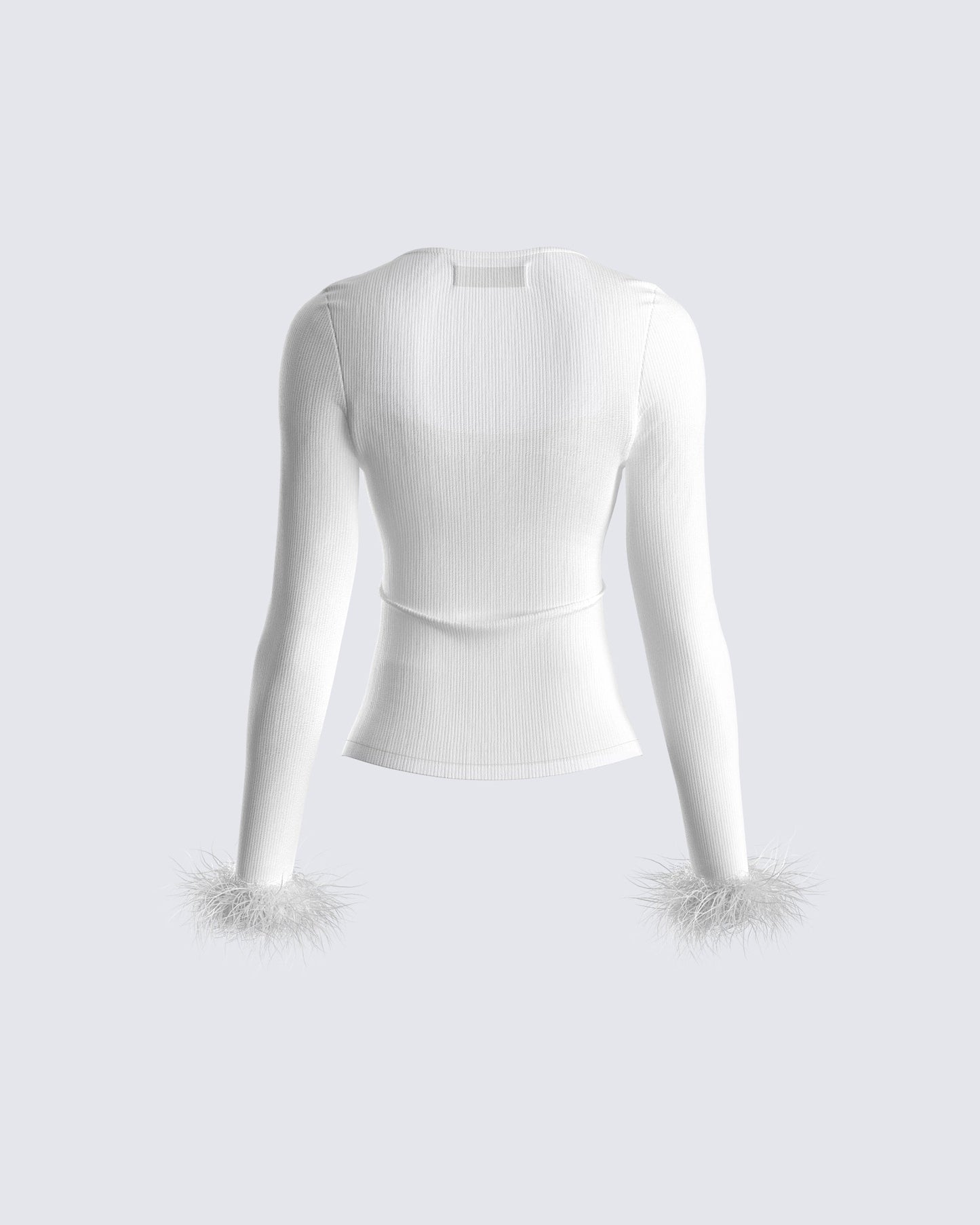 Natasha White Fur Trim Top