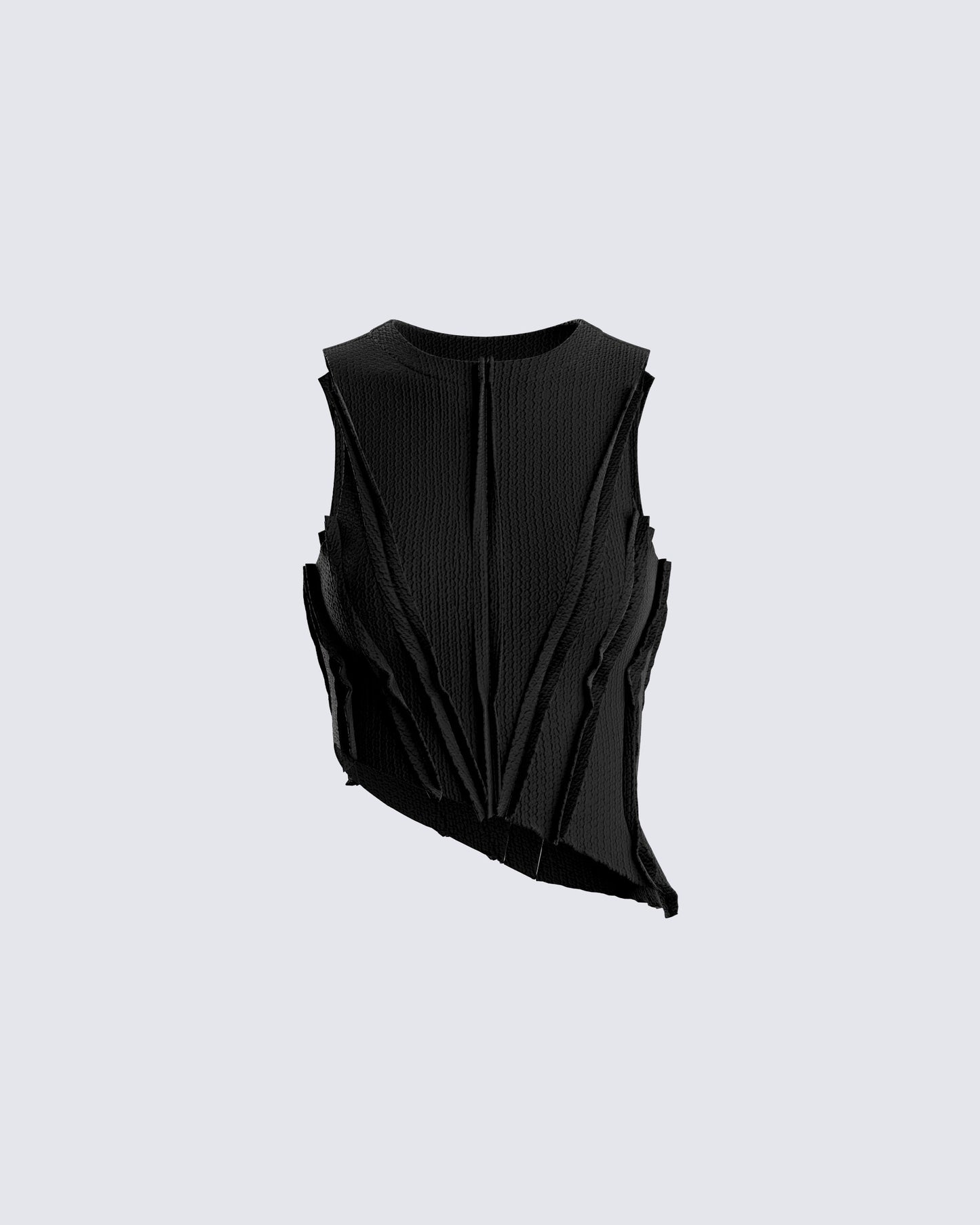 Iva Black Ribbed Cropped Top 3d product front