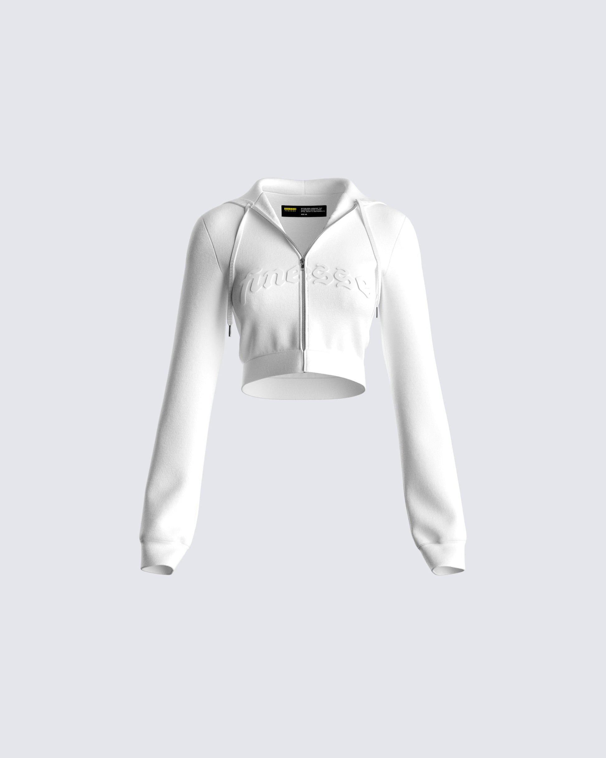 Miles White Zip Up Hoodie product front