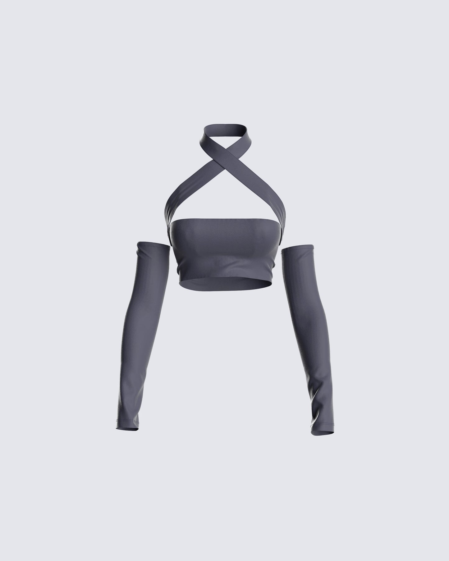 Jules Charcoal Cropped Top & Sleeves 3d product front