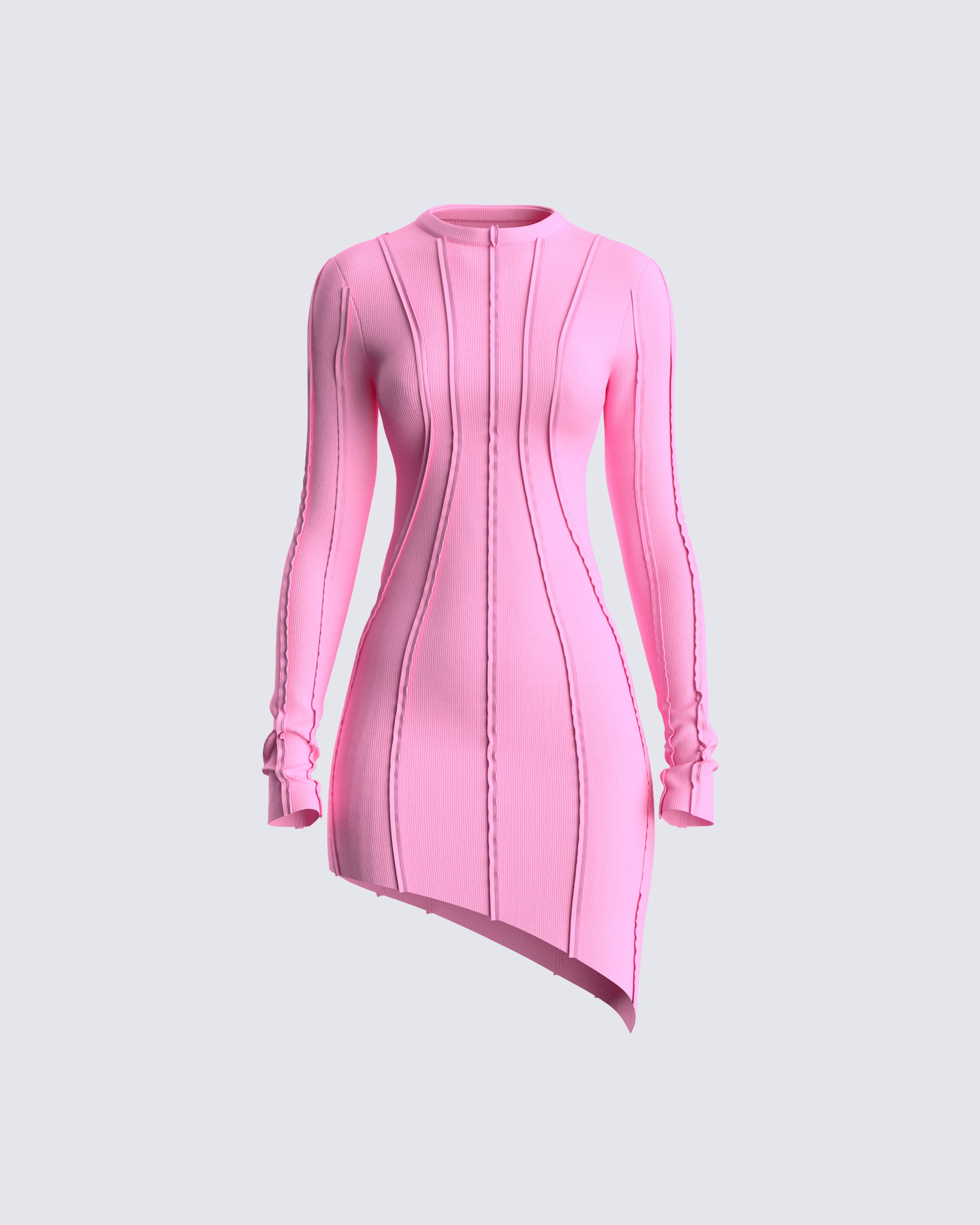 Abbie Pink Ribbed Mini Dress