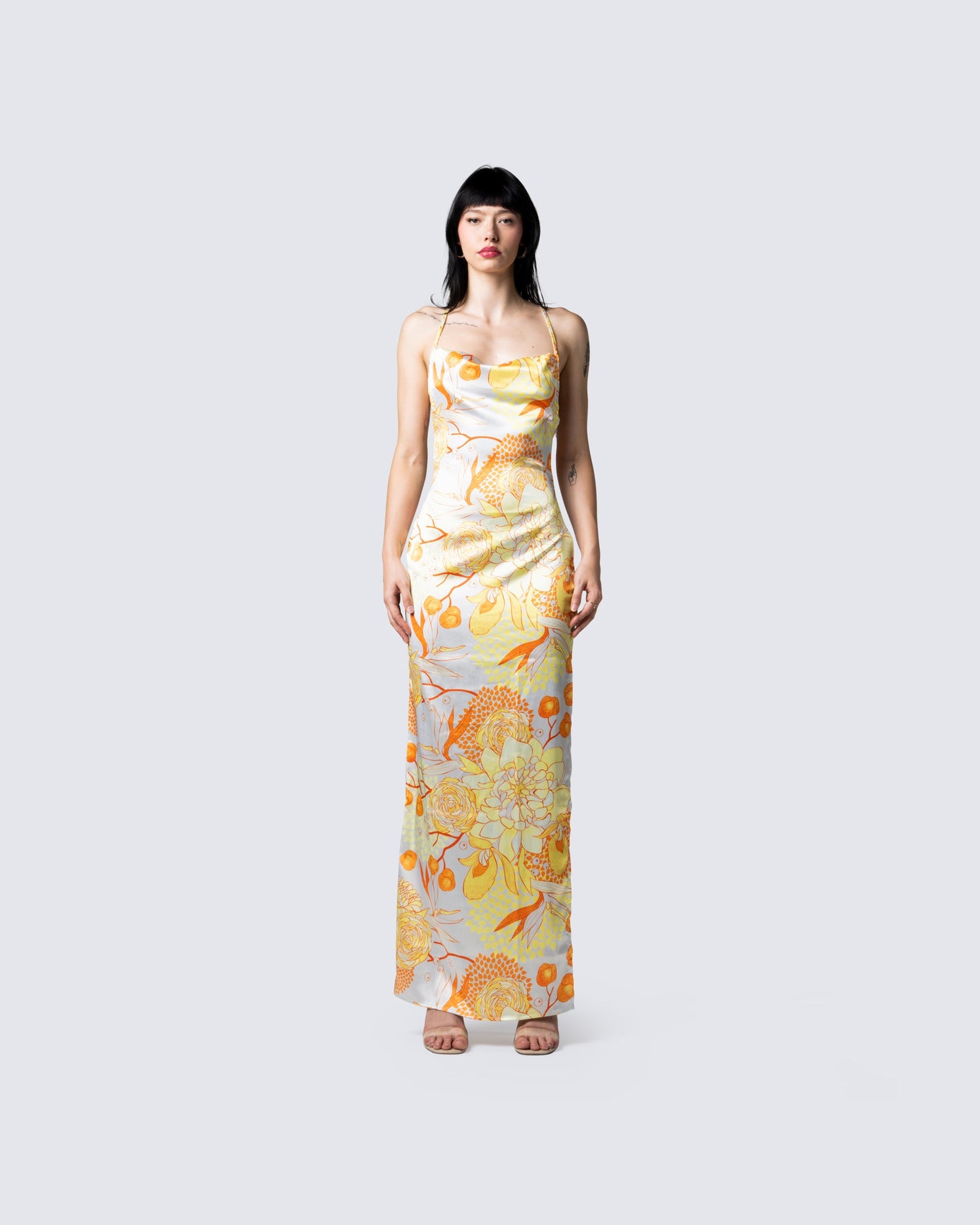 Abner Floral Print Maxi Dress model front