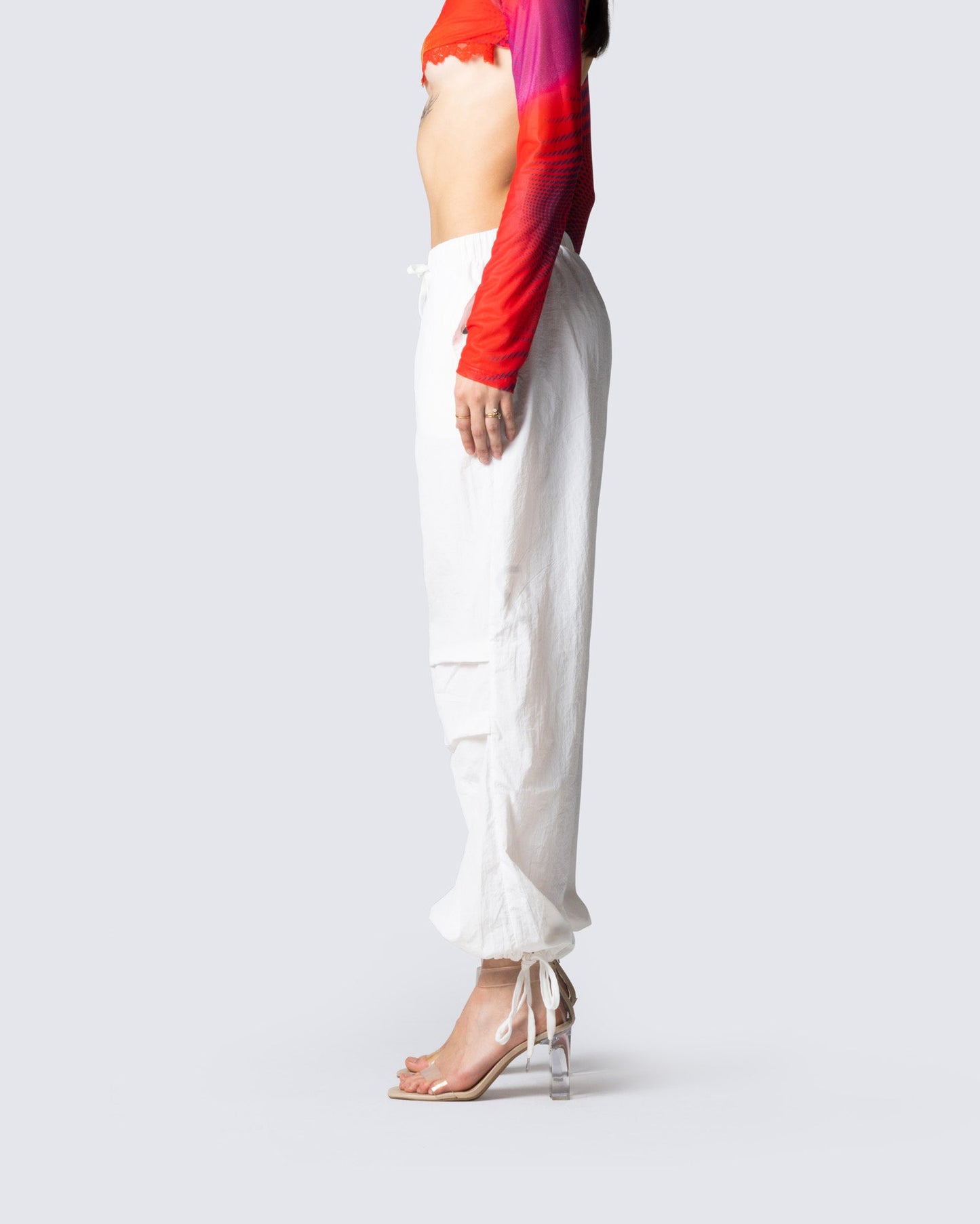 Maddox White Parachute Pant