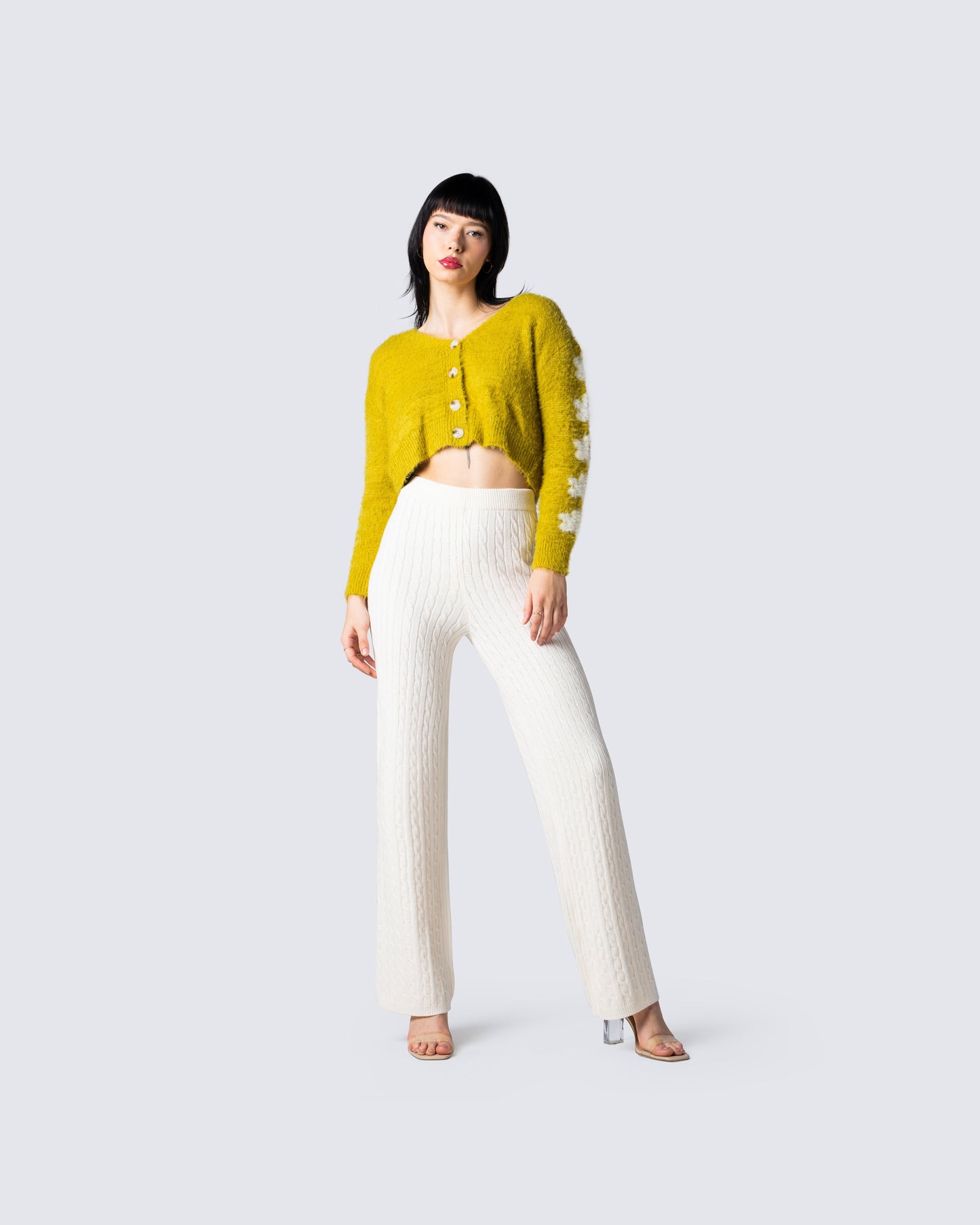 Daria Green Fuzzy Cardigan