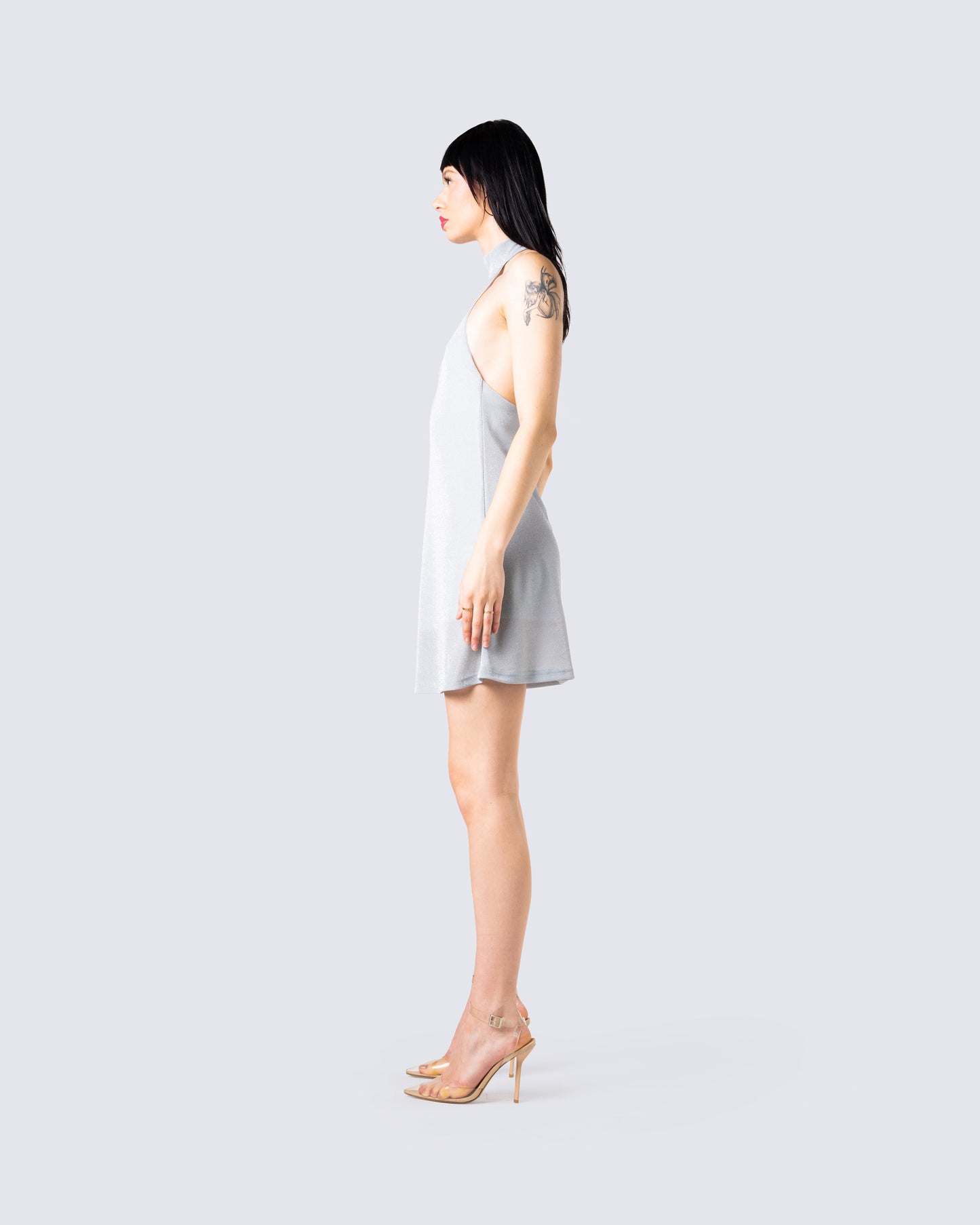 Cinder Grey Halter Mini Dress
