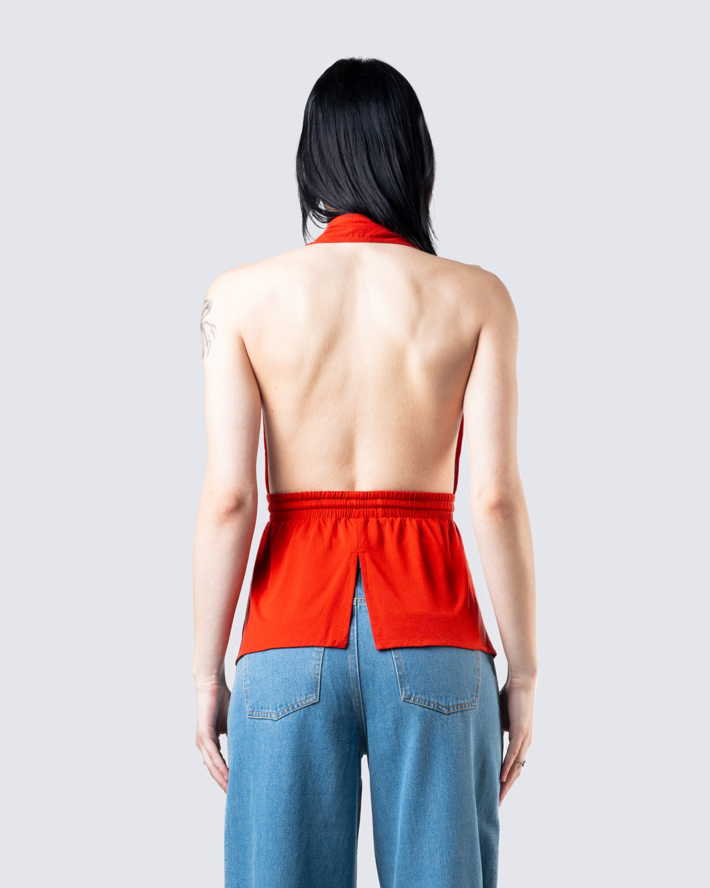 Miriam Red Knit Halter Top