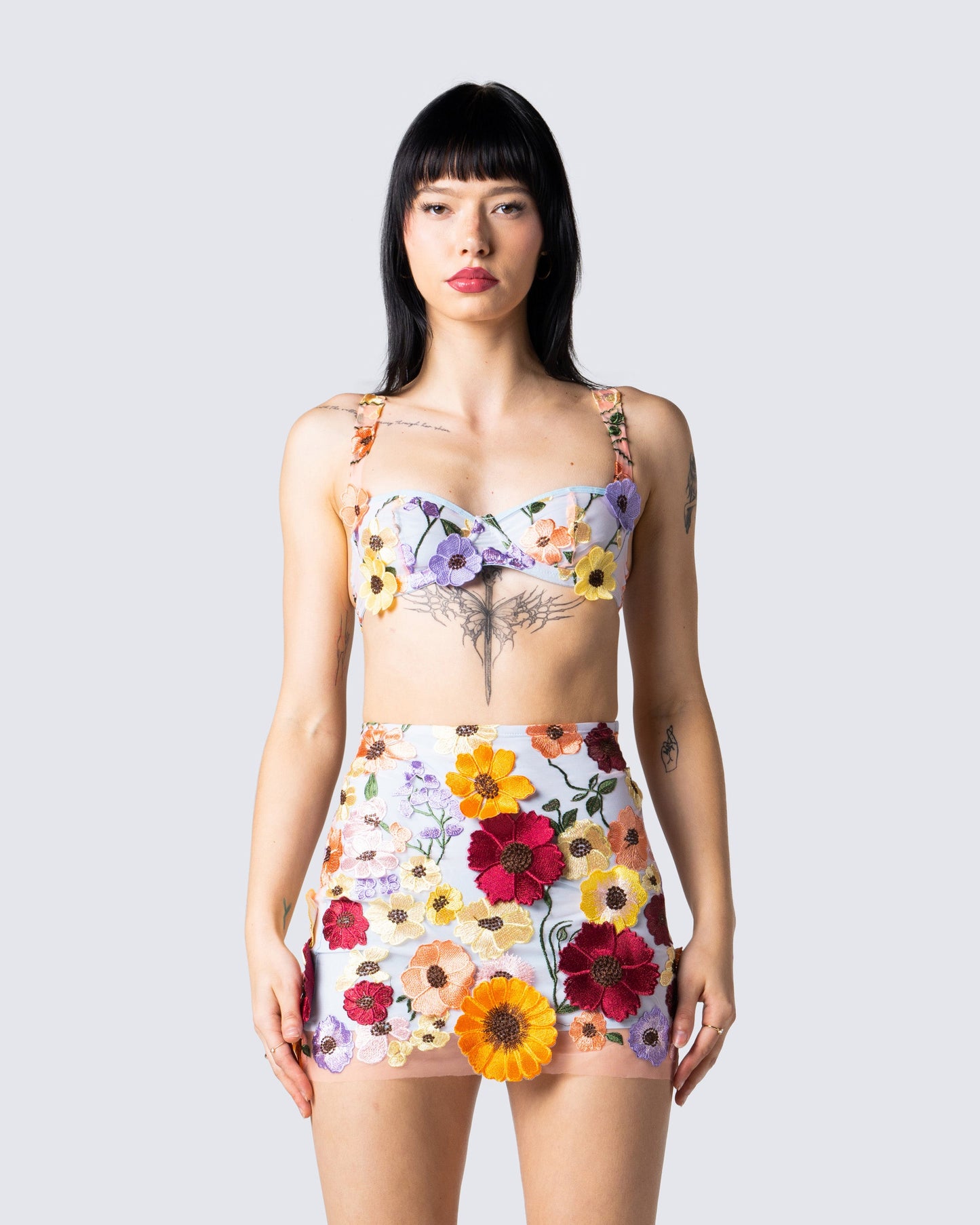 Addie Flower Bra Top model front