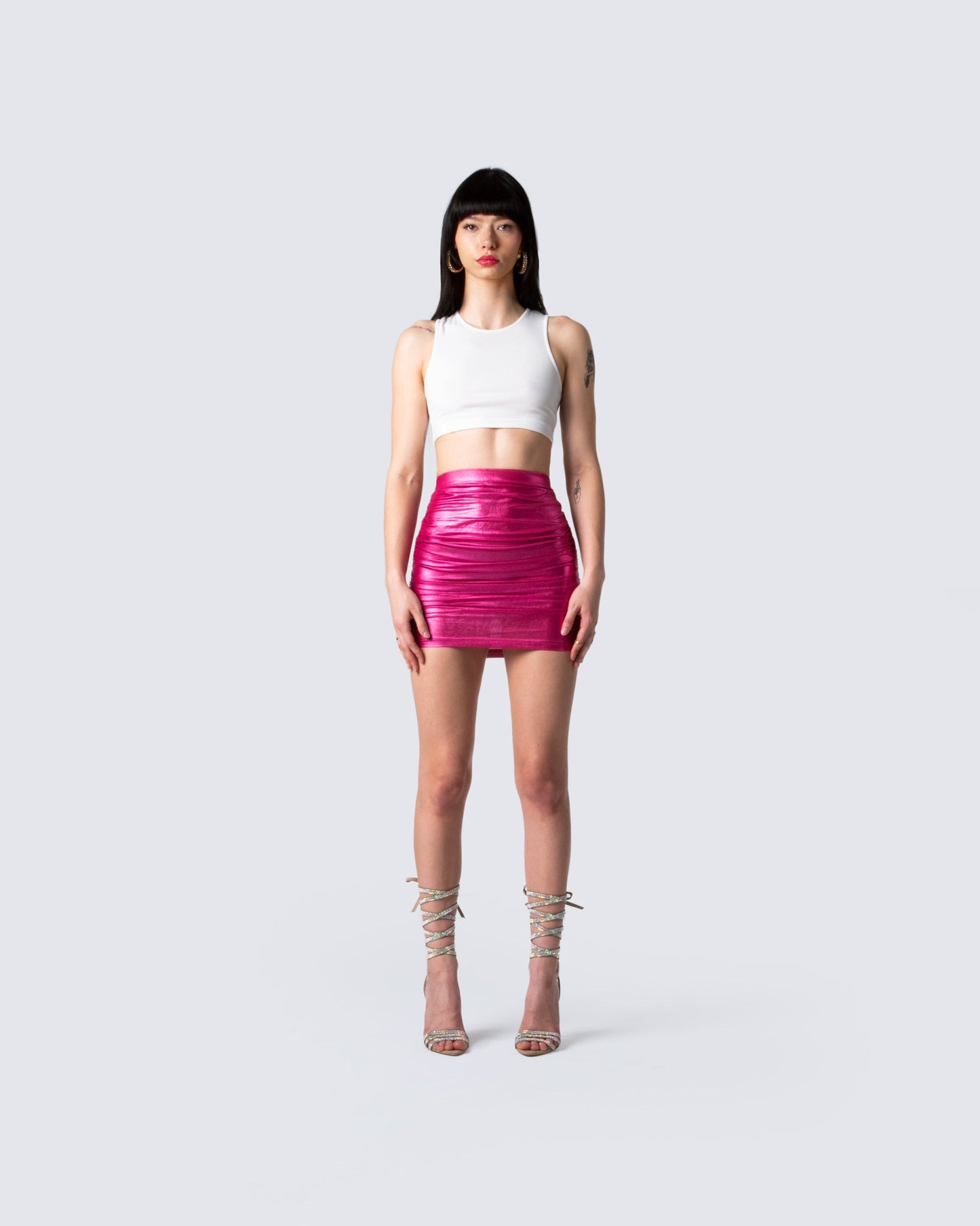 Naomi Metallic Shirred Mini Skirt