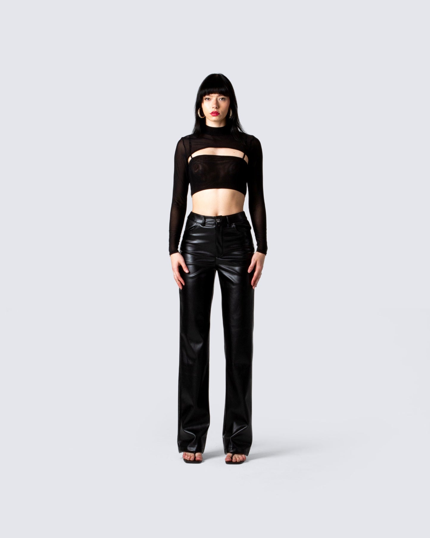 Nadine Black Mesh Tank and Shrug