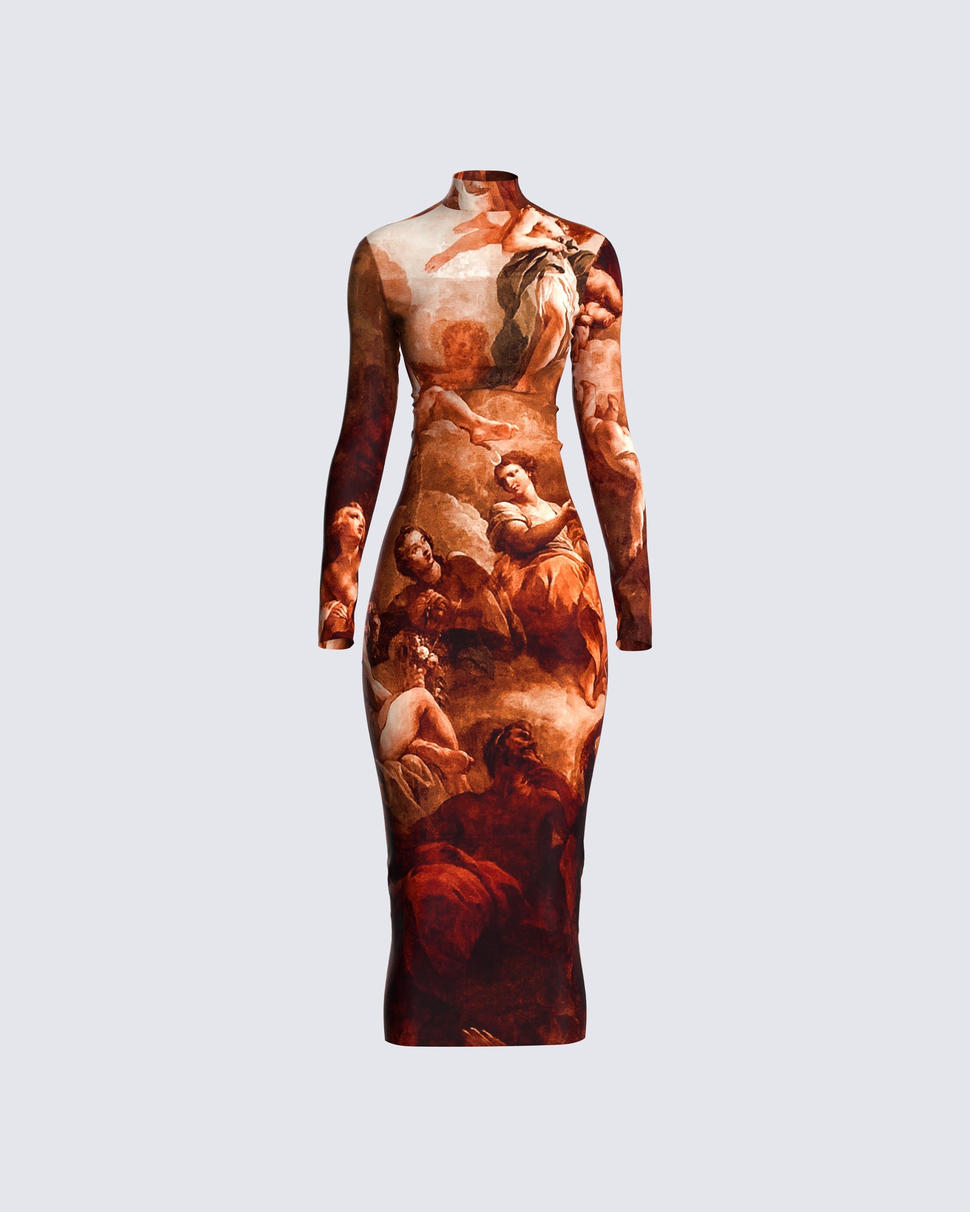 Gwen Renaissance Print Midi Dress 3d product front