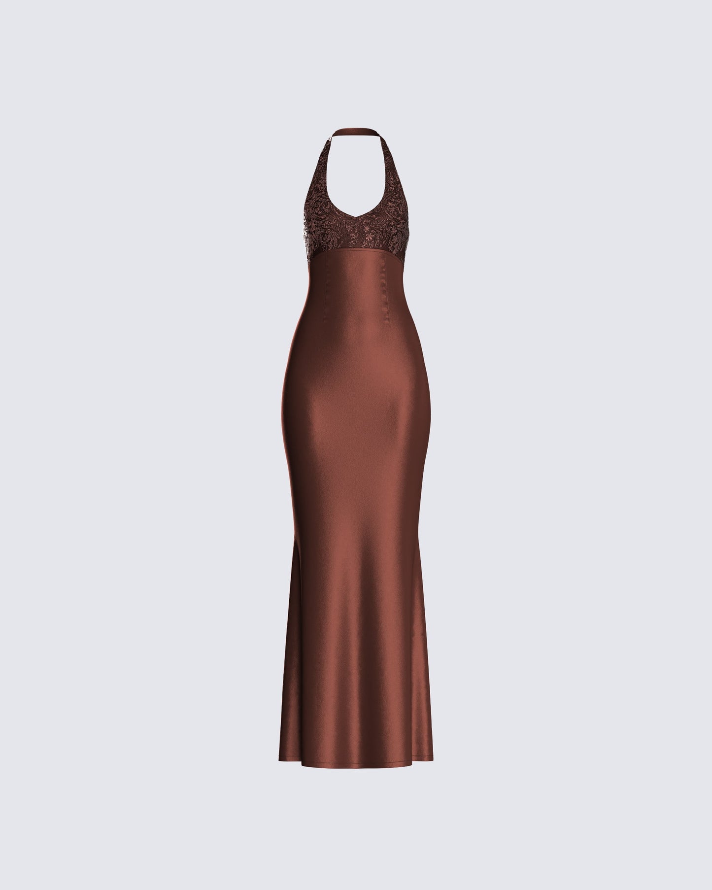 Leana Brown Halter Dress 3d product front