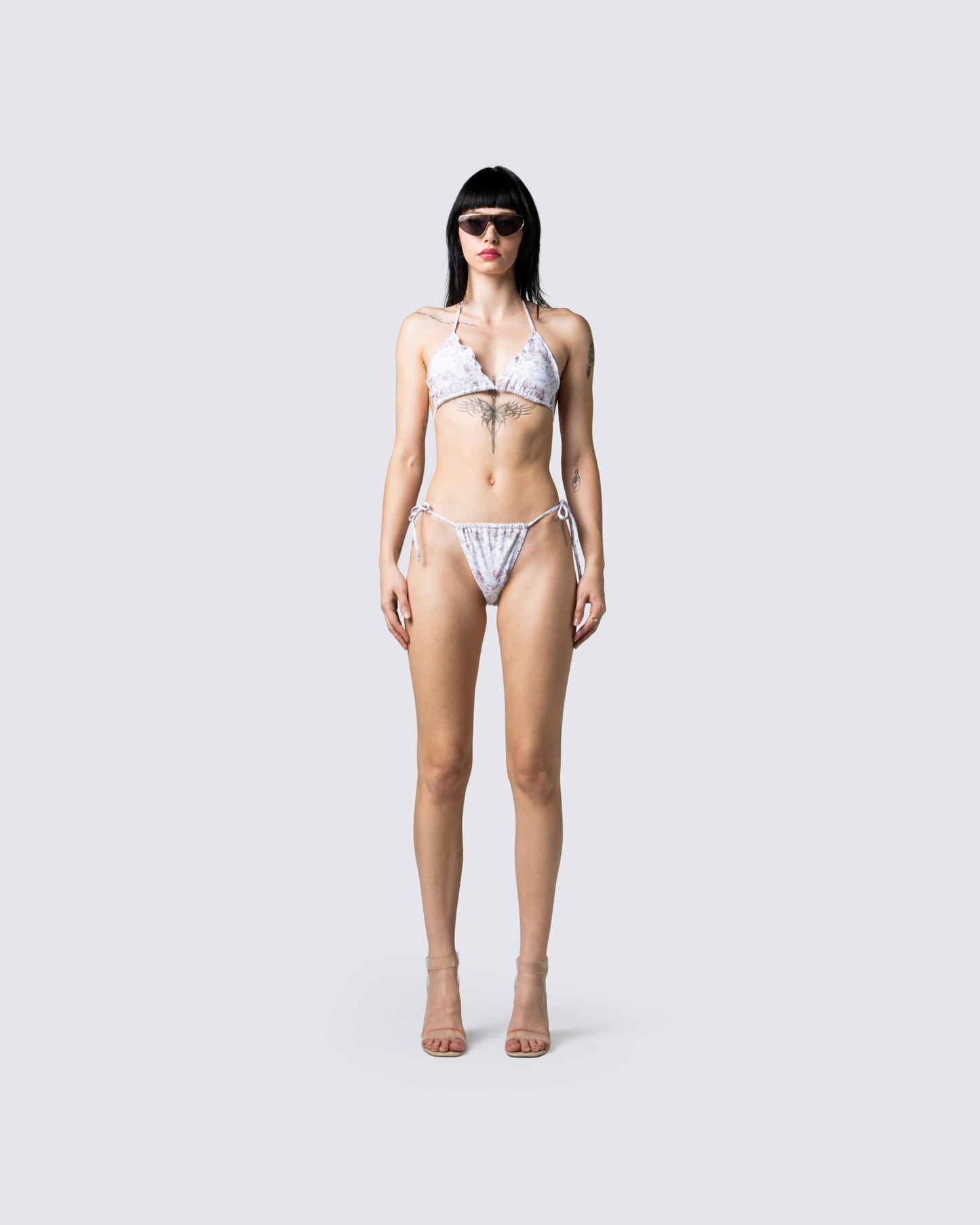 Mason White Print Bikini Bottom model front