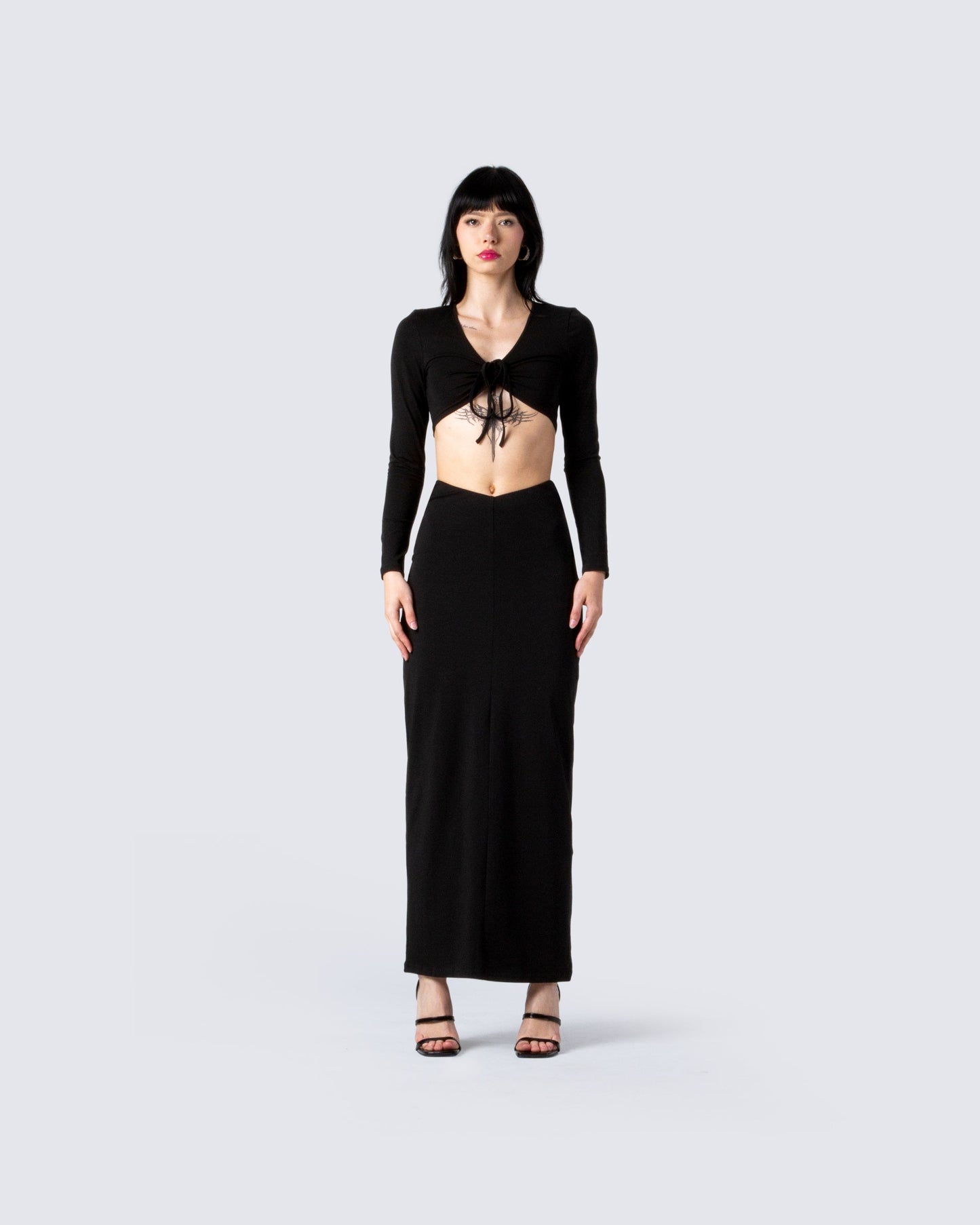 Nadia Black Top & Skirt Set