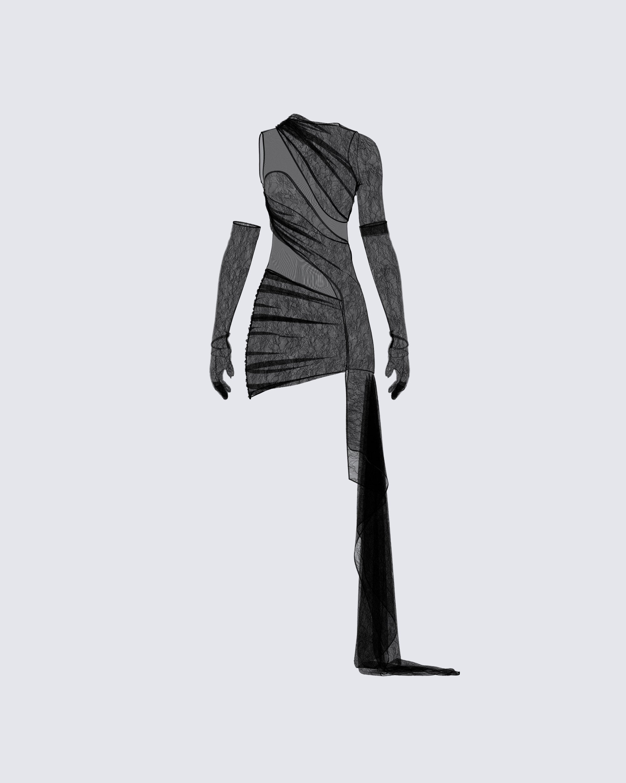 Serena Black Mini Dress u0026 Gloves – FINESSE