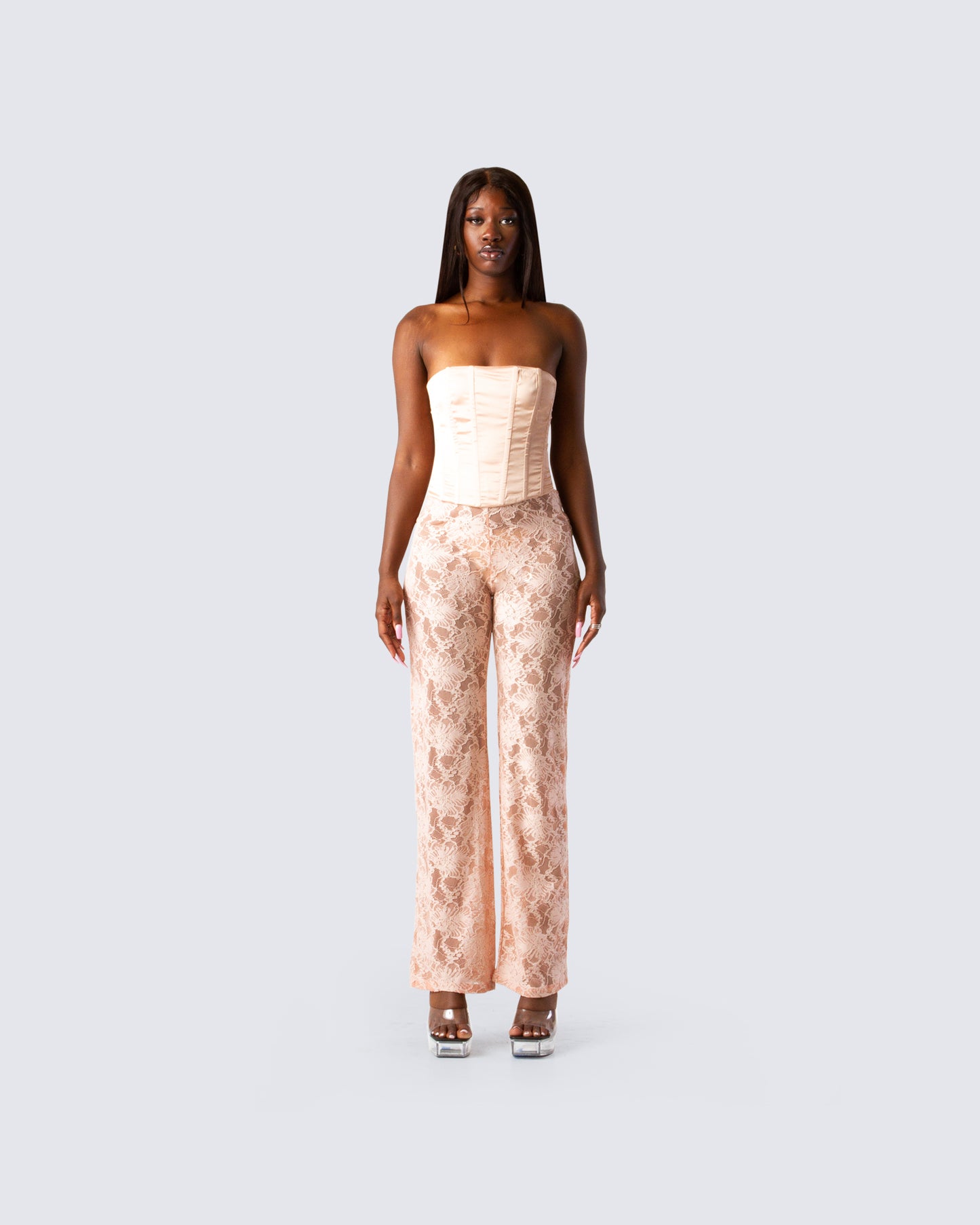 Yuri Peach Lace Pant
