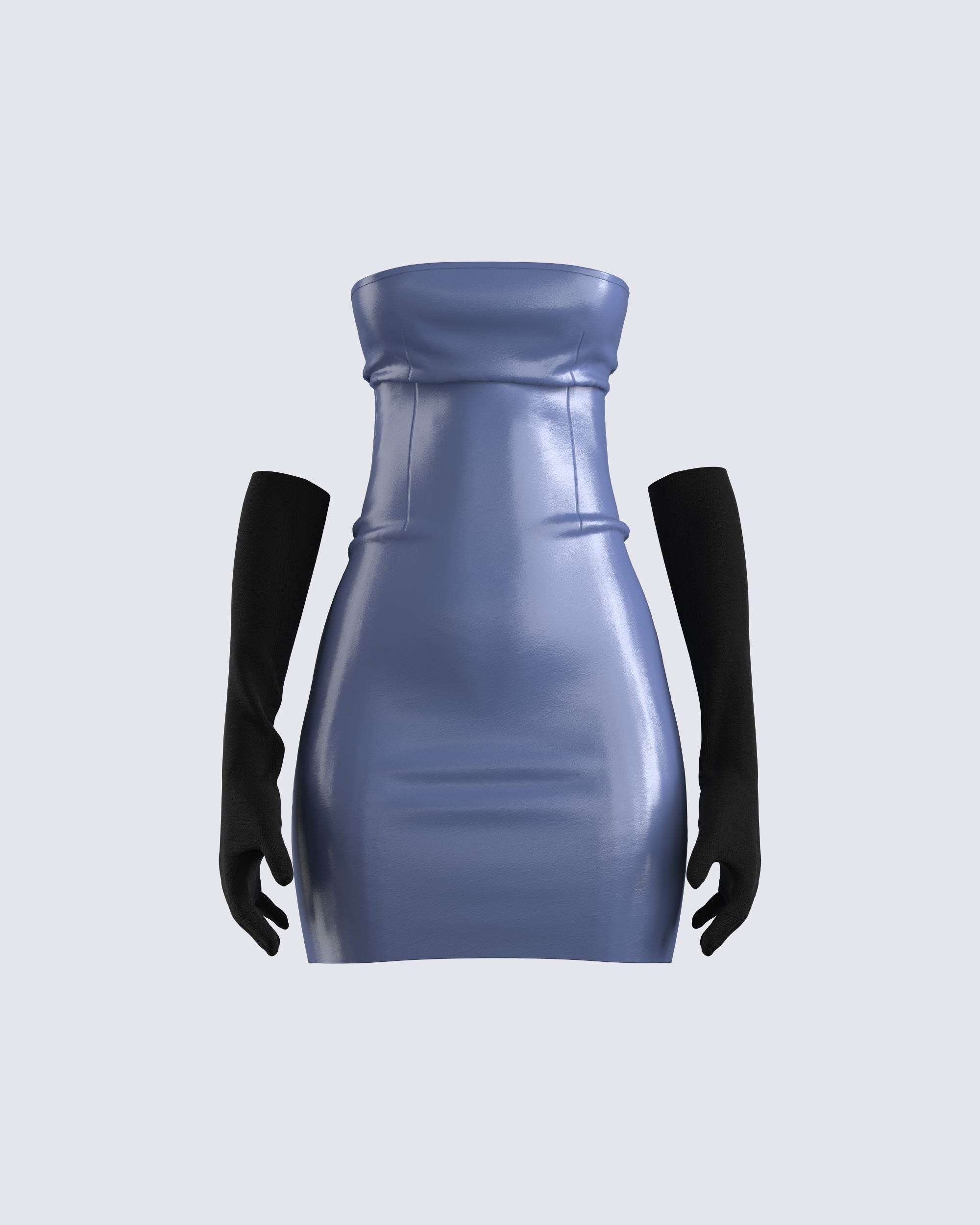 Blue Leather Mini Dress - Strapless Bodycon Party Dress FINESSE Blue Leather Mini Dress - Strapless Bodycon Party Dress FINESSE