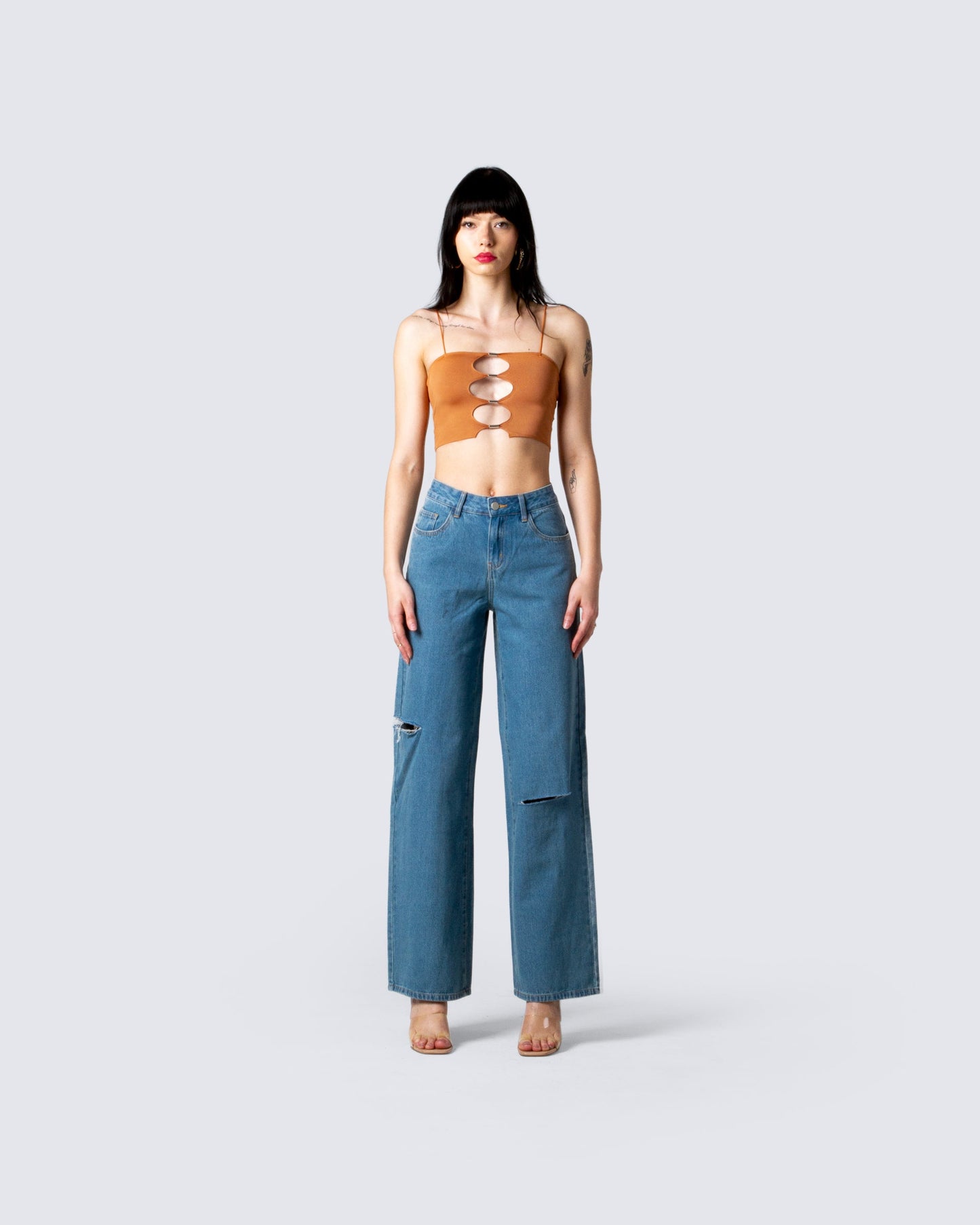 Raina Brown Cut Out Top