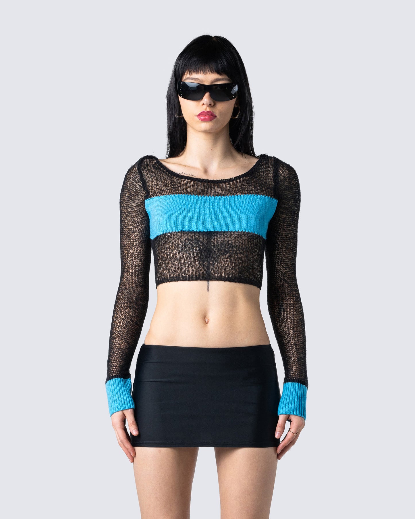 Zayda Multi Sweater Knit Top model front