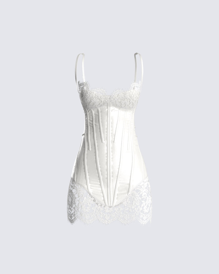 Rosie White Corset Dress 3d product front