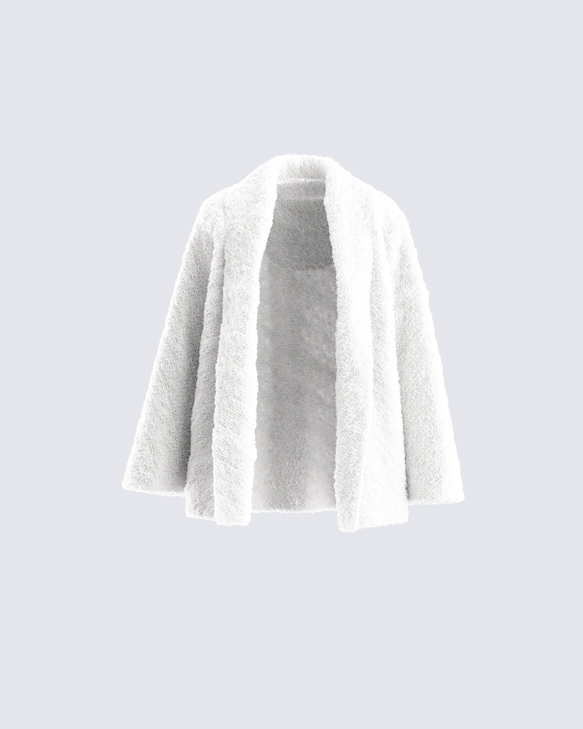 Fluffy Faux Fur Vegan Coat in White – NONAT