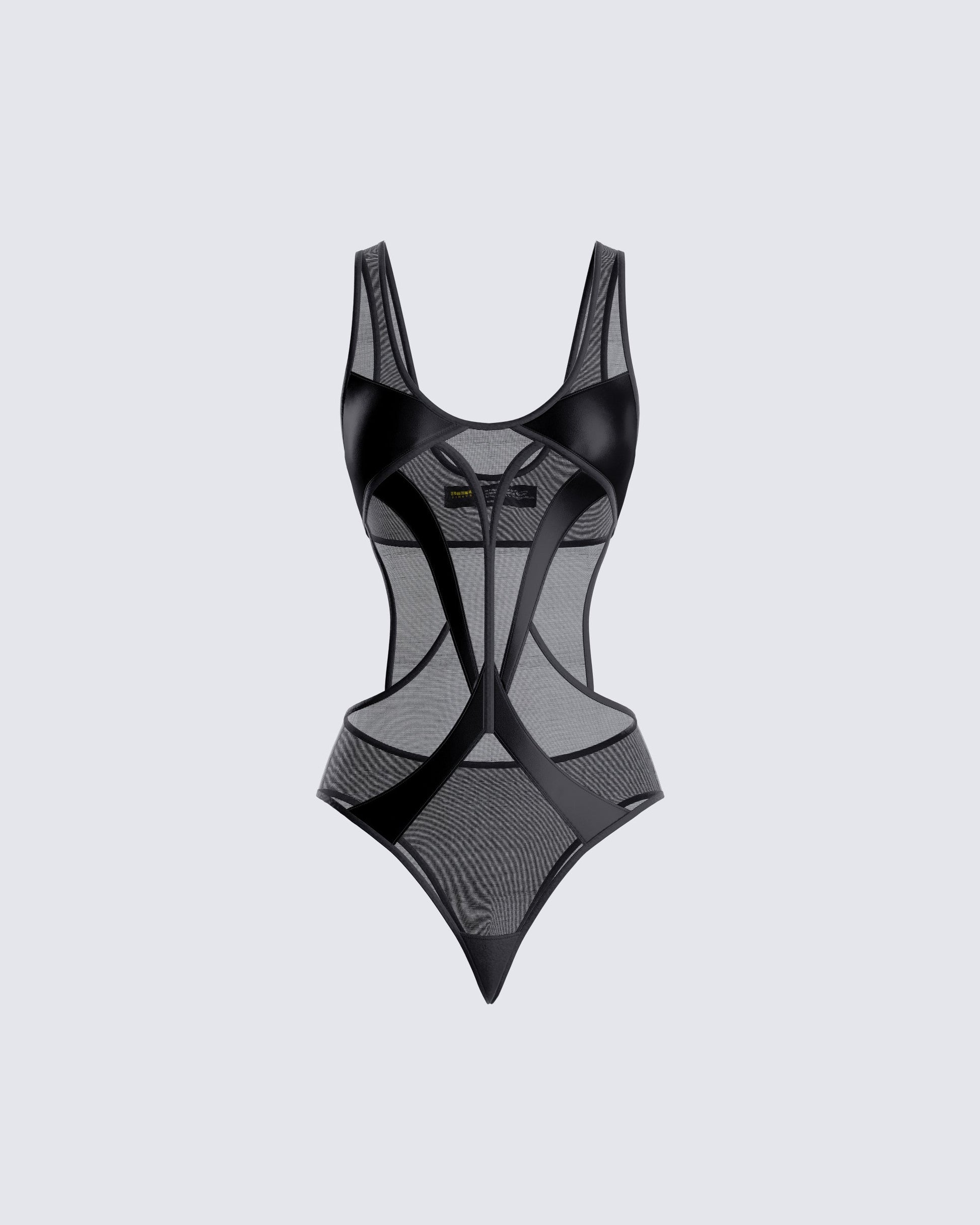 Yuna Black Mesh Bodysuit product front