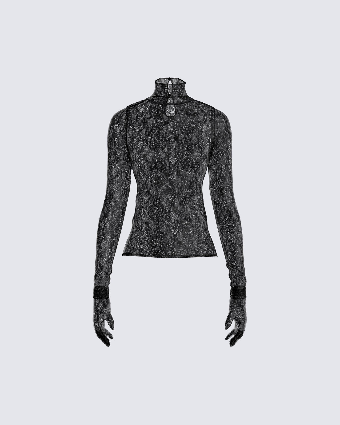 Shia Black Lace Top and Gloves 3d product front