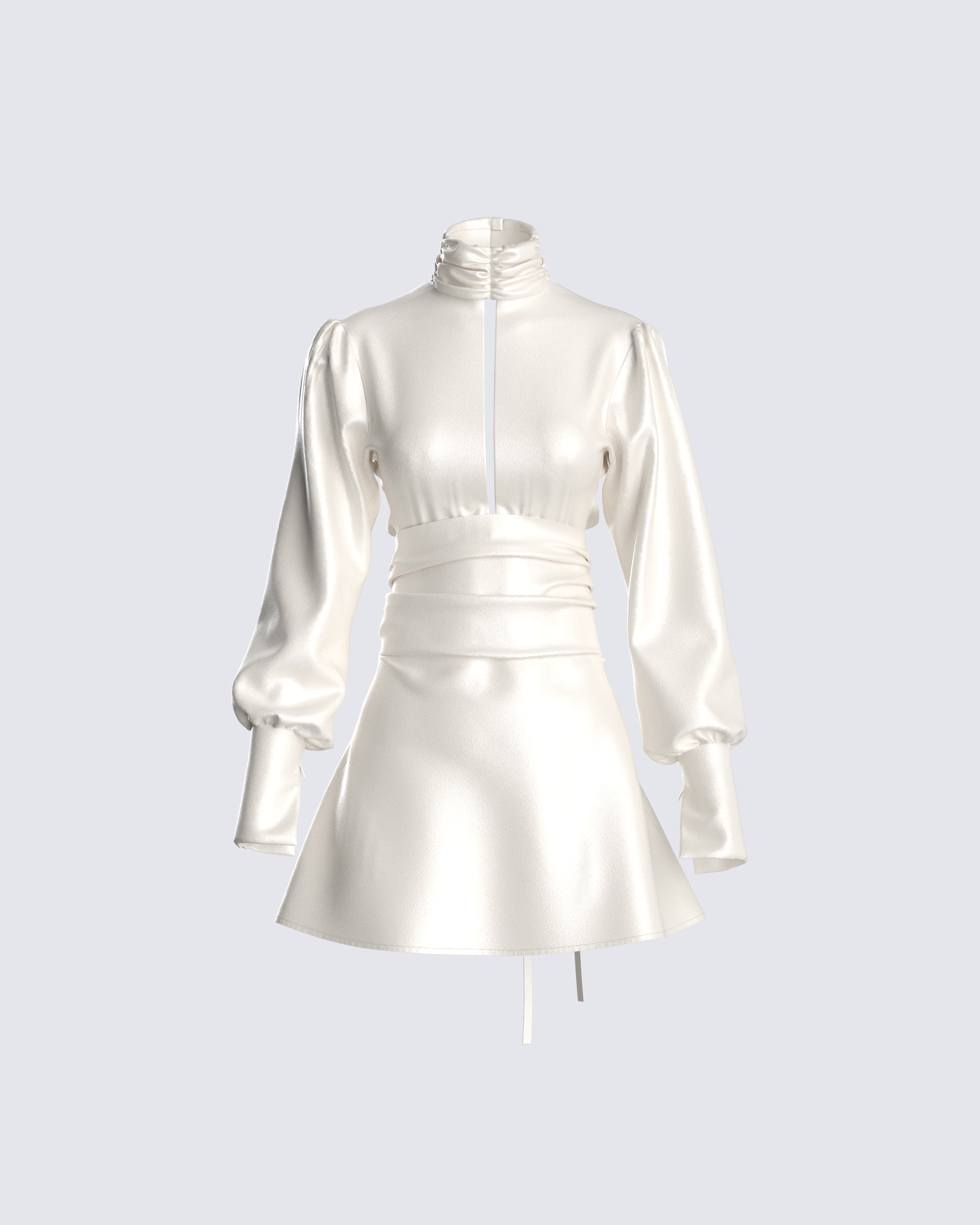 Ghost Shyla Satin Mini Flared Dress, Ivory, XXS