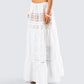 Rue White Cotton Floral Maxi Skirt