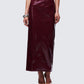 Matilde Plum Vegan Leather Pencil Midi Skirt
