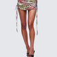 Cece Brown Printed Ruched Mini Skirt