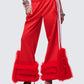 Romilda Red Mesh Ruffle Sweatpant