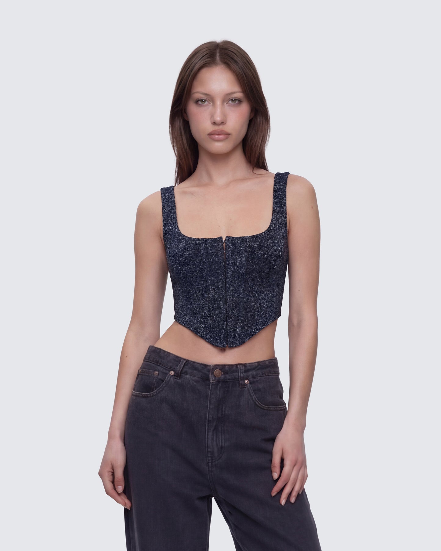 Jarvis Black Metallic Hook & Eye Corset