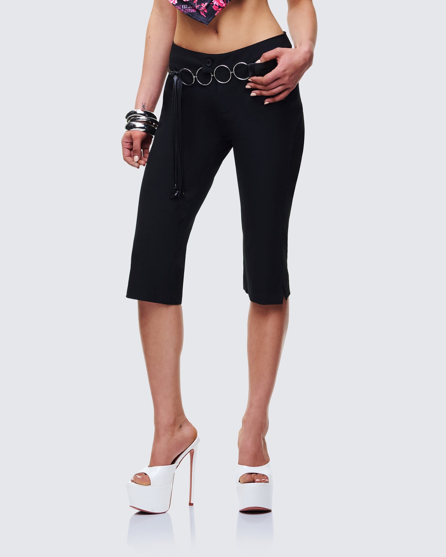 Abeni Black Faux Leather Ring Belt