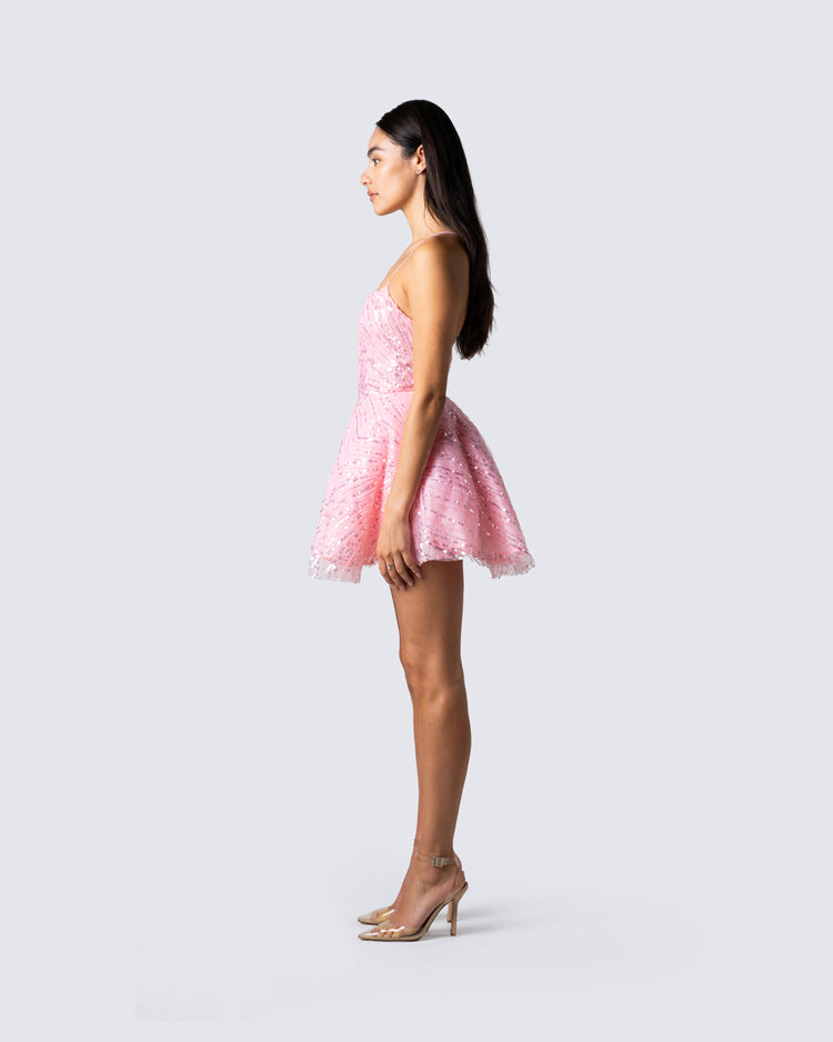 Deanna Pink Sequin Mini Dress