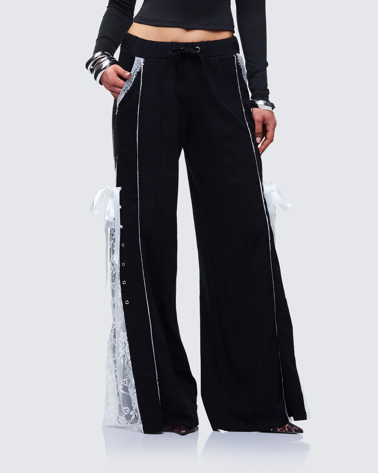 Corbyn Black Lace Window Sweatpants