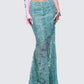 Delancy Blue Embroidered Midi Skirt