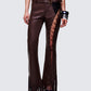 Liora Brown Vegan Leather Laced Pants