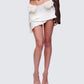 Zefira Ivory Fur Trim Distressed Mini Skirt