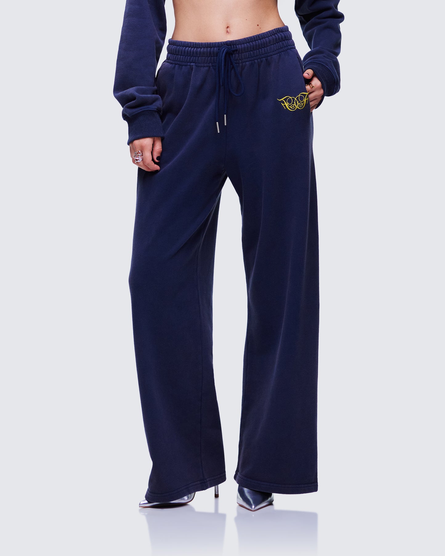 Kamilah Blue Acid Wash Wide Leg Sweat Pant