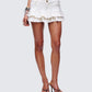 Bernie Ivory Denim Ruffle Mini Skirt