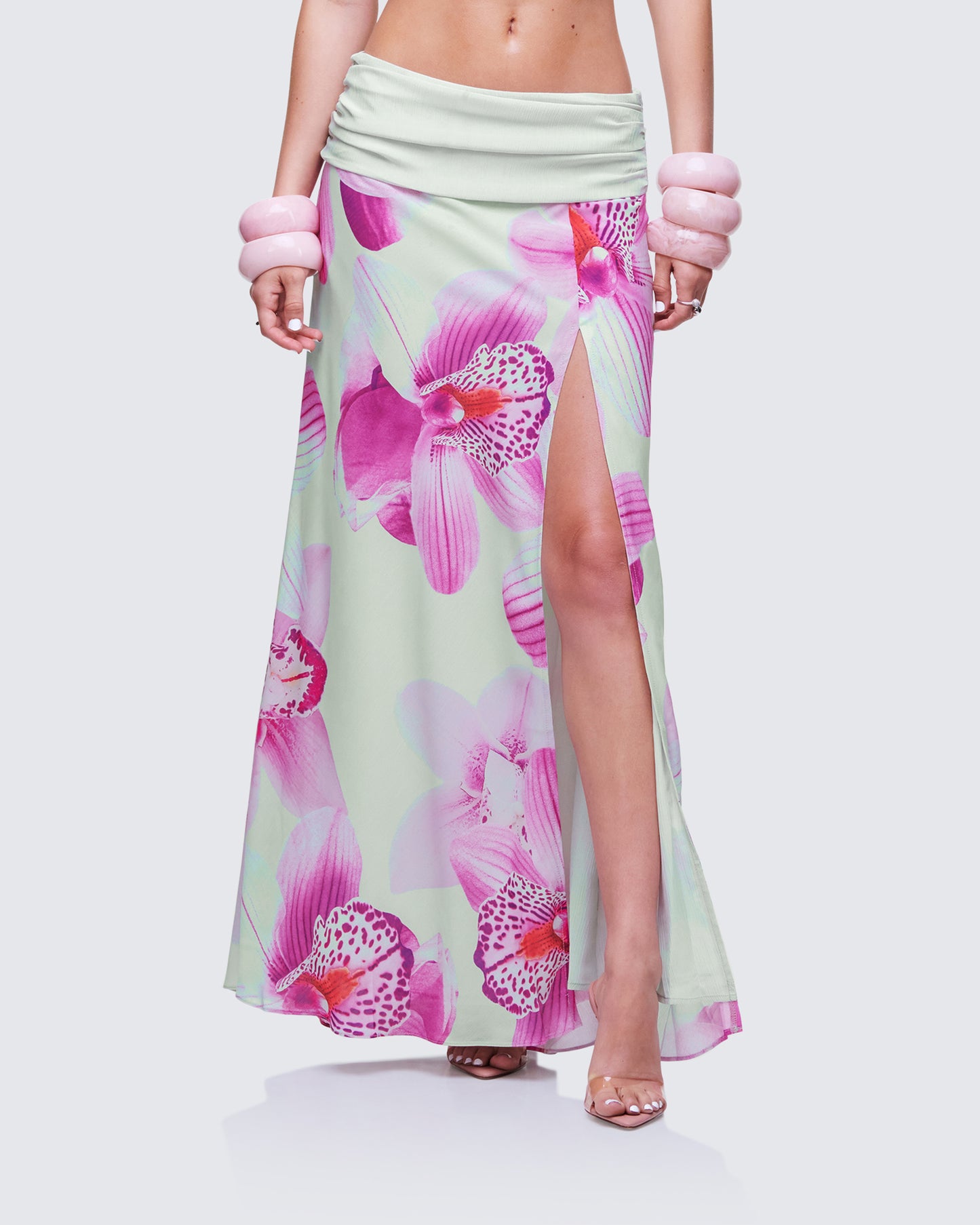 Alexis Printed Green Maxi Skirt