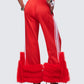 Romilda Red Mesh Ruffle Sweatpant